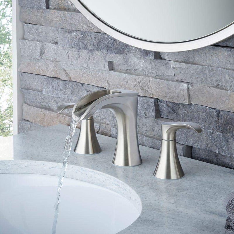 Pfister LF-049-BRKK Brea 8'' Widespread 2-Handle Waterfall Bathroom Faucet in Brushed Nickel - Image 4